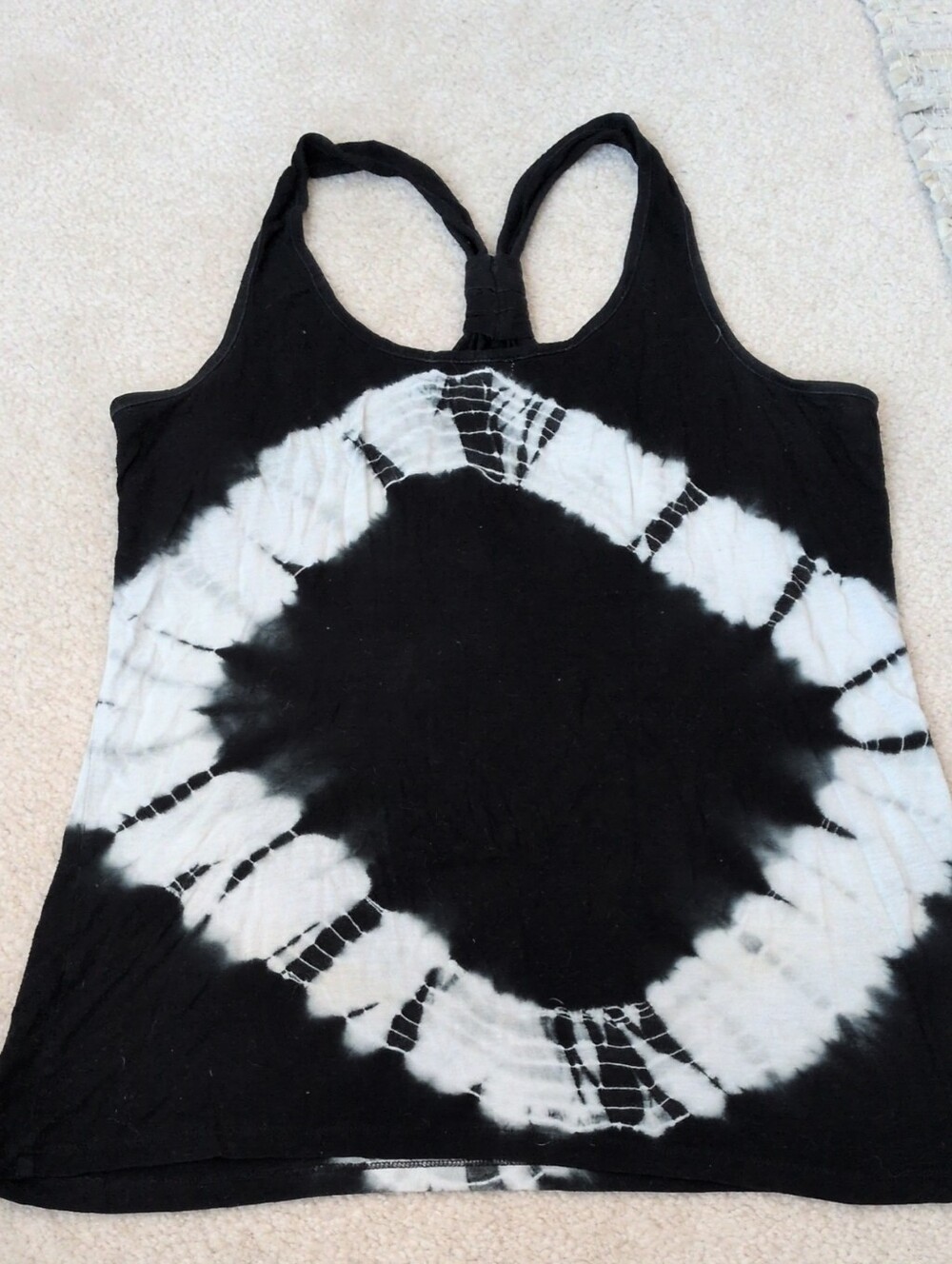 Haani Black & White Tie-Dye Racerback Tank